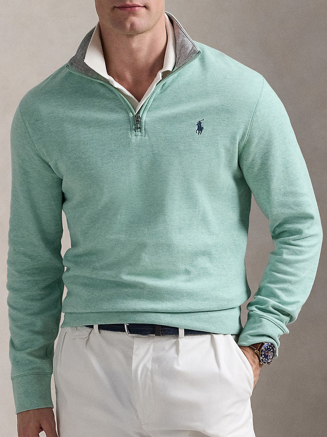 

Polo Ralph Lauren Men Luxury Jersey Quarter-Zip Pullover Sweaters, Green