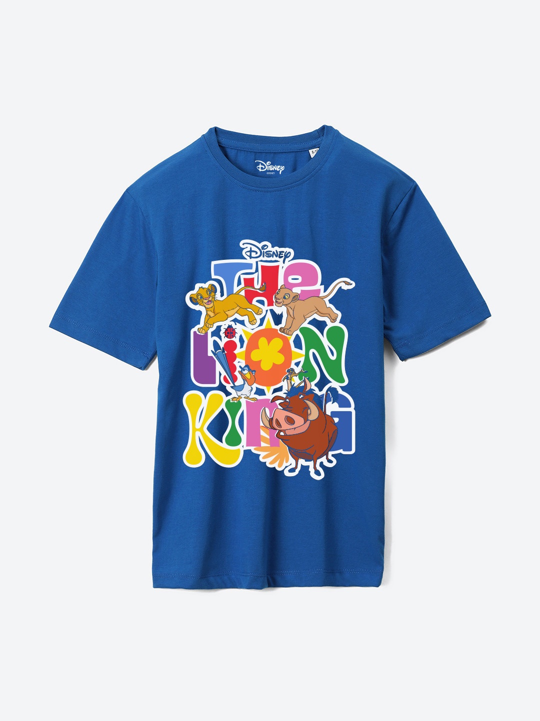 

Wear Your Mind Boys Lion King Printed Pure Cotton Applique T-shirt, Blue