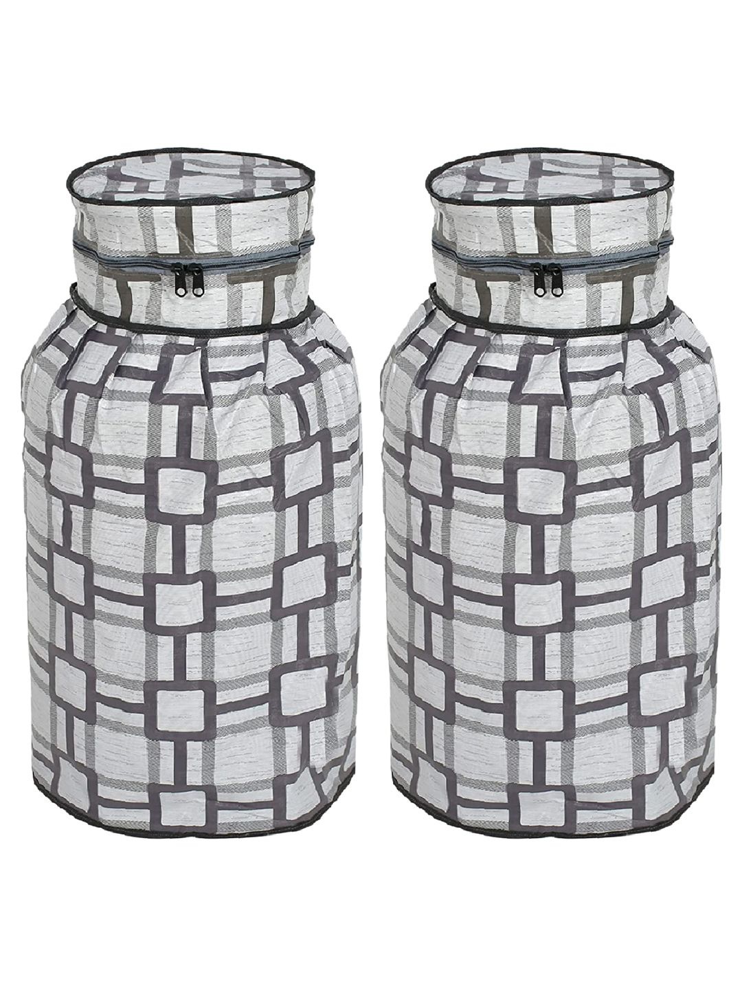 

Kuber Industries 2-Pcs Grey & White Fruits Printed Waterproof & Dustproof Cylinder Covers