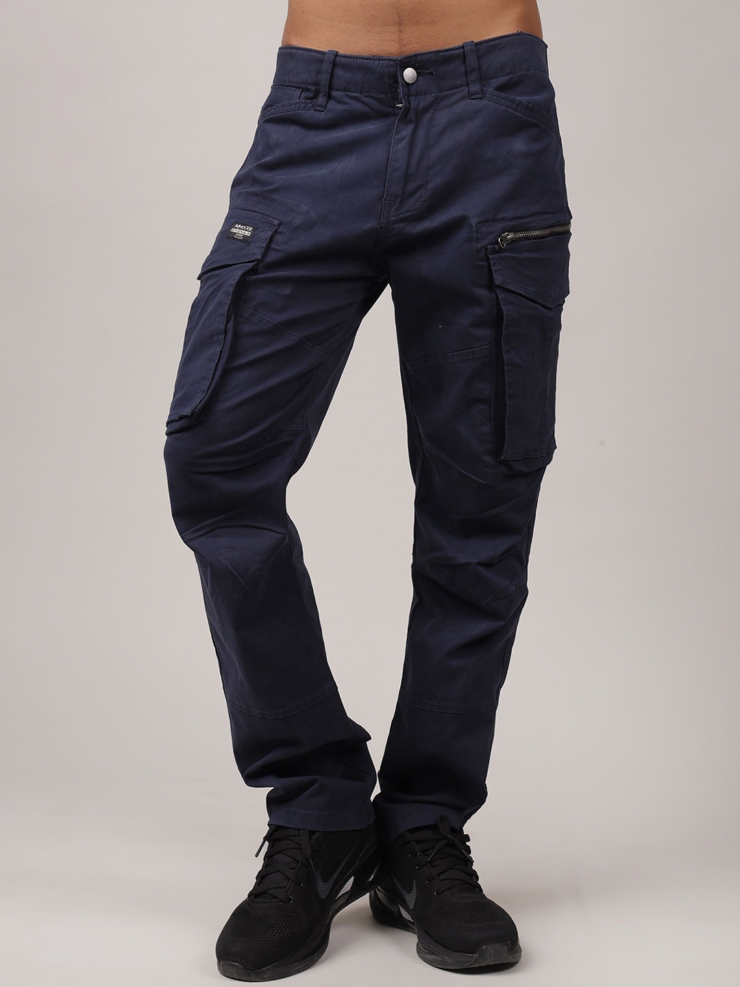 

MMXXII Men Relaxed Straight Leg Straight Fit Cargo Trouser, Navy blue