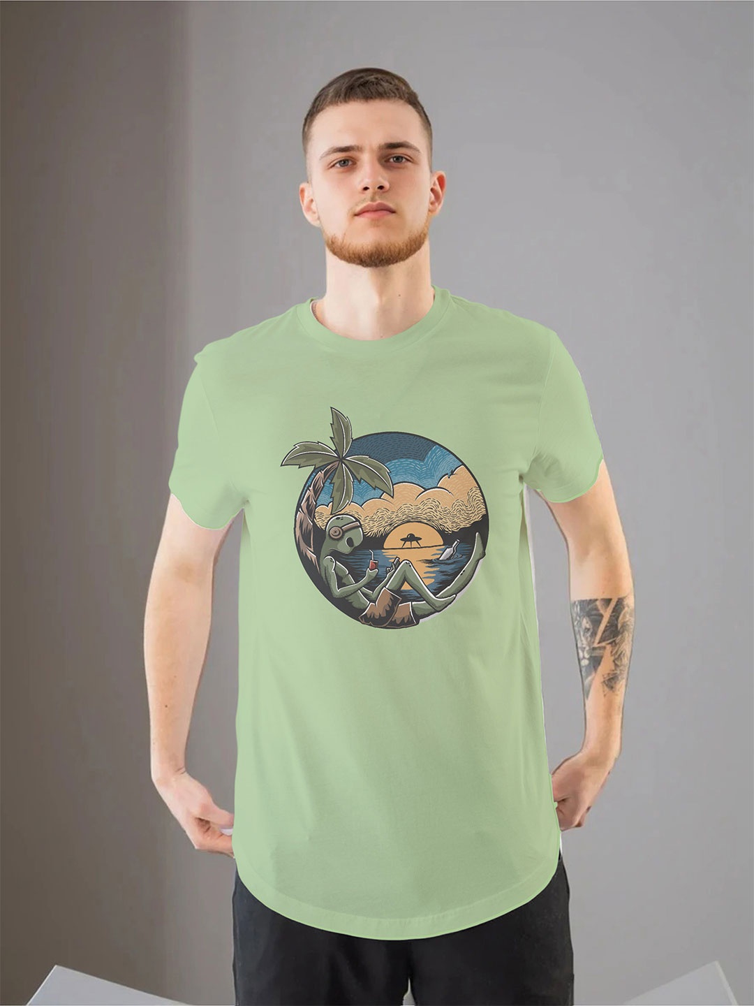 

Moda Rapido Men Printed T-shirt, Sea green