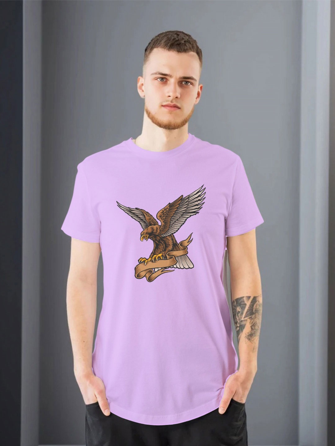 

Moda Rapido Men Printed T-shirt, Lavender