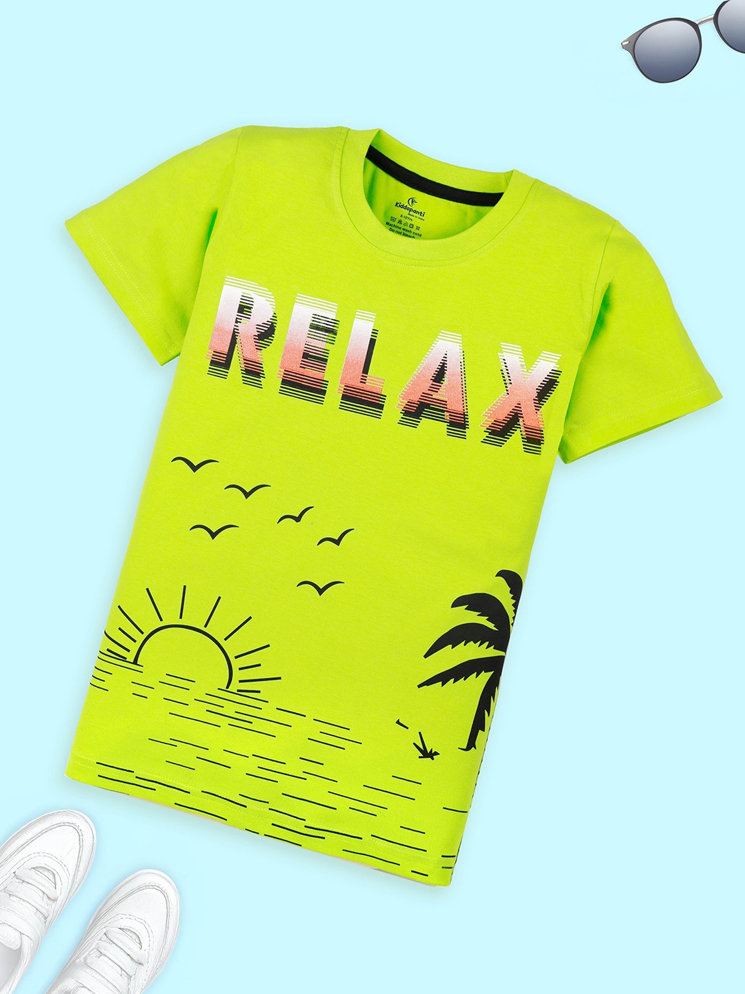 

KiddoPanti Boys Printed T-shirt, Green