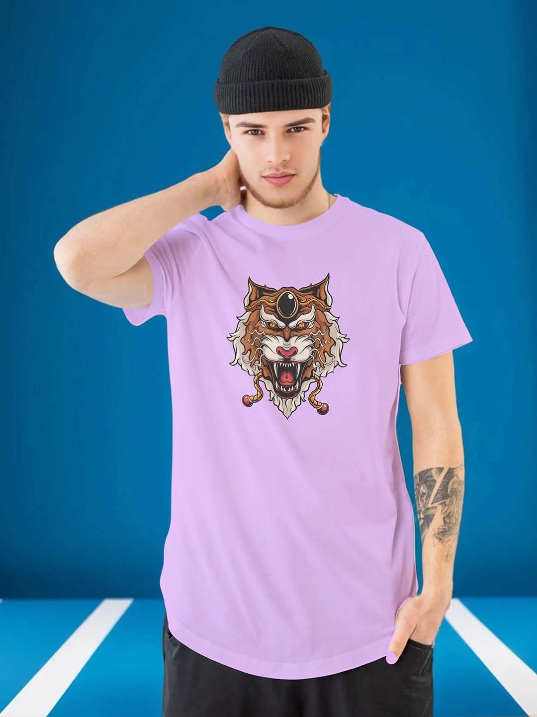 

Moda Rapido Men Graphic Printed Round Neck Regular Fit T-shirt, Lavender