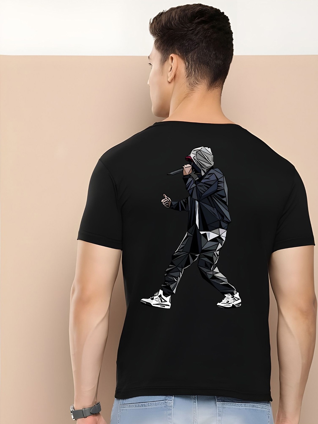 

THE BEETEL HOUSE Men Drop-Shoulder Sleeves T-shirt, Black