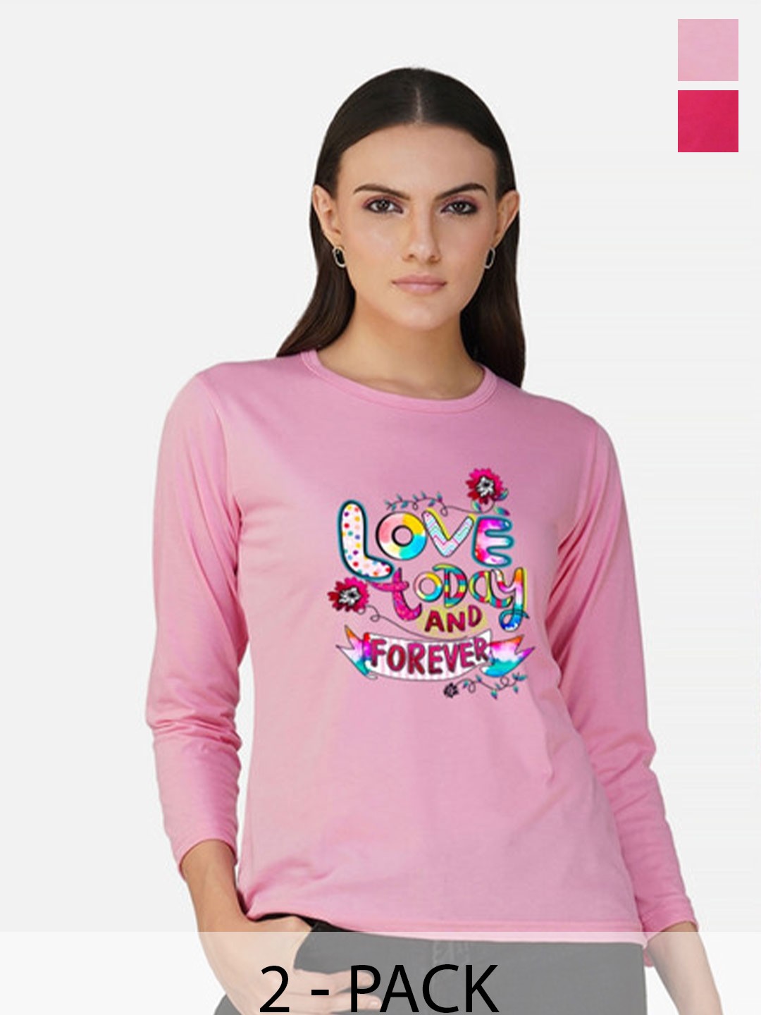

Metronaut Women 2 Printed Bio Finish T-shirt, Pink