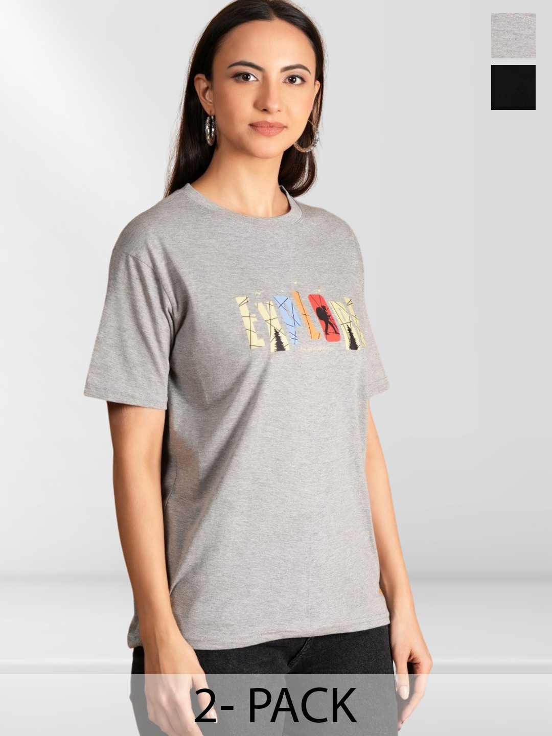 

BAESD Women Typography 2 Printed Applique T-shirt, Multi