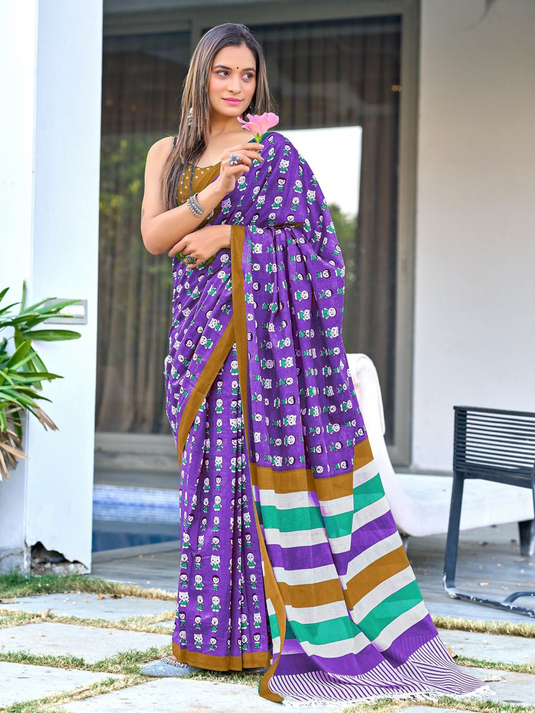 

Anouk Abstract Printed Pure Cotton Saree, Purple