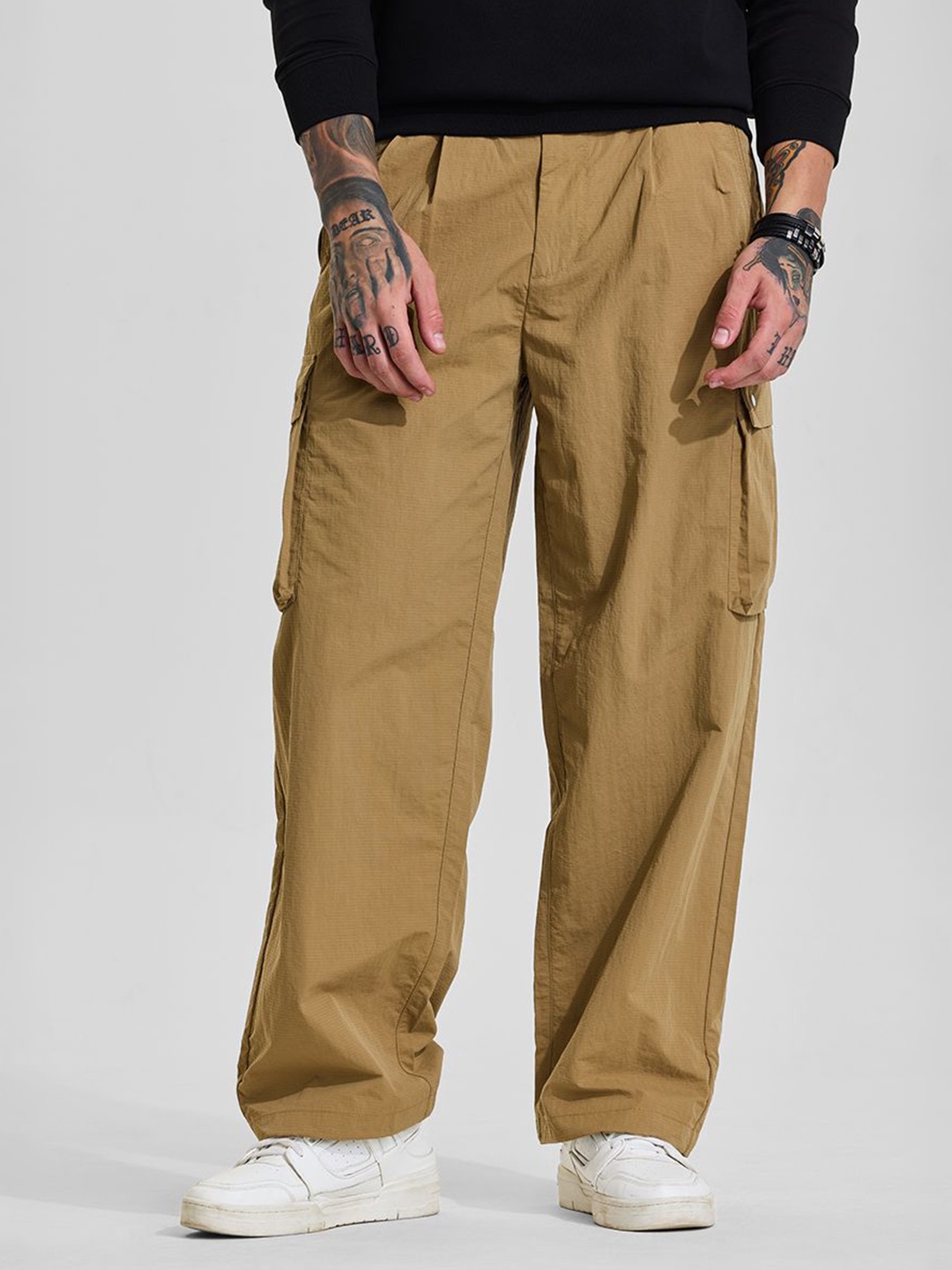 

Snitch Men Loose Fit Cargos Trousers, Khaki