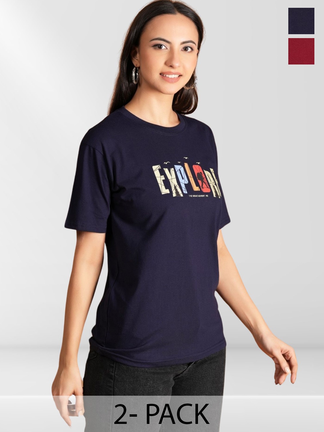 

BAESD Women Typography 2 Printed Applique T-shirt, Multi