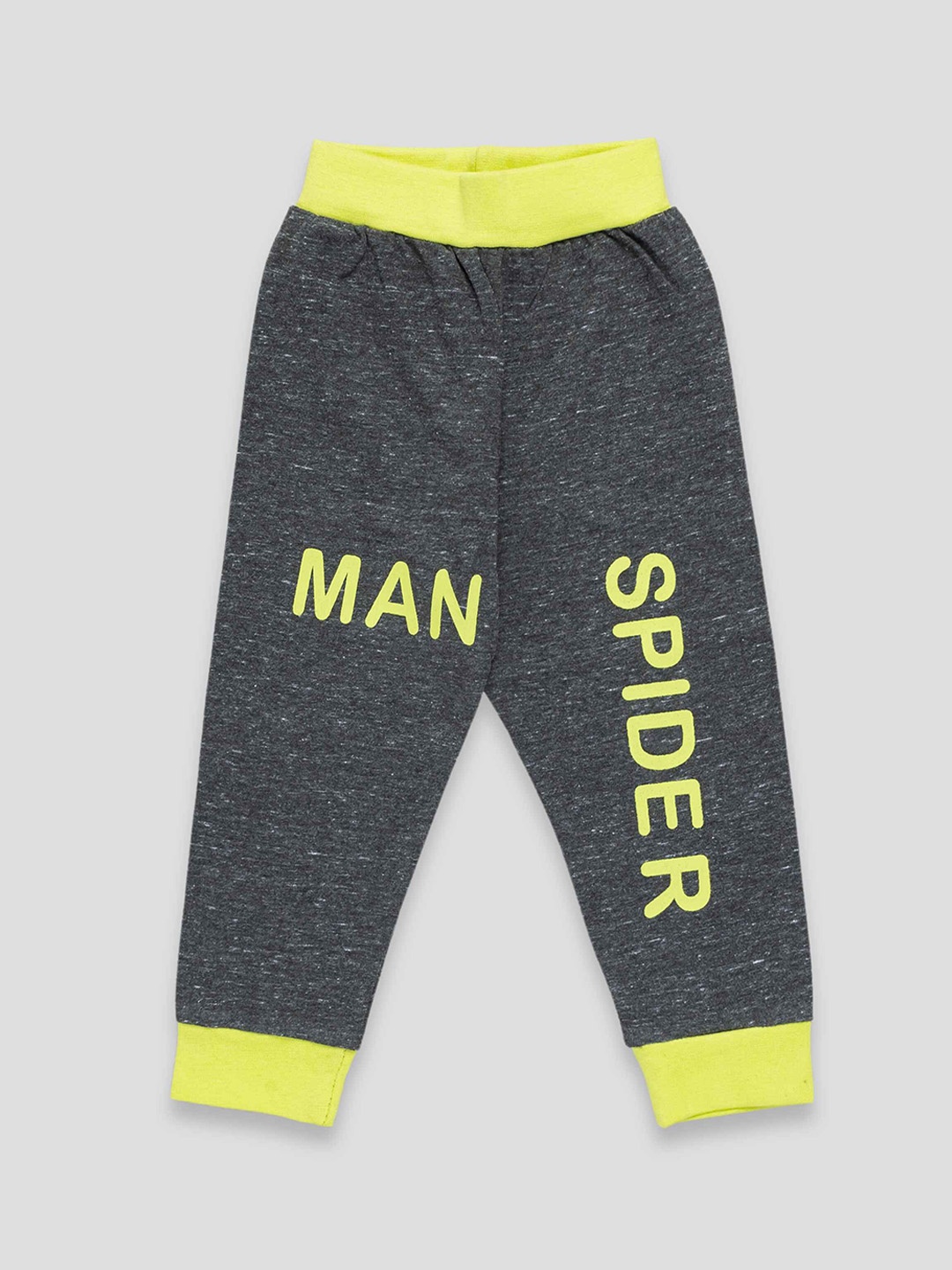 

YK X JUST KiDDiNG Boys Typography Printed Cotton Joggers, Grey