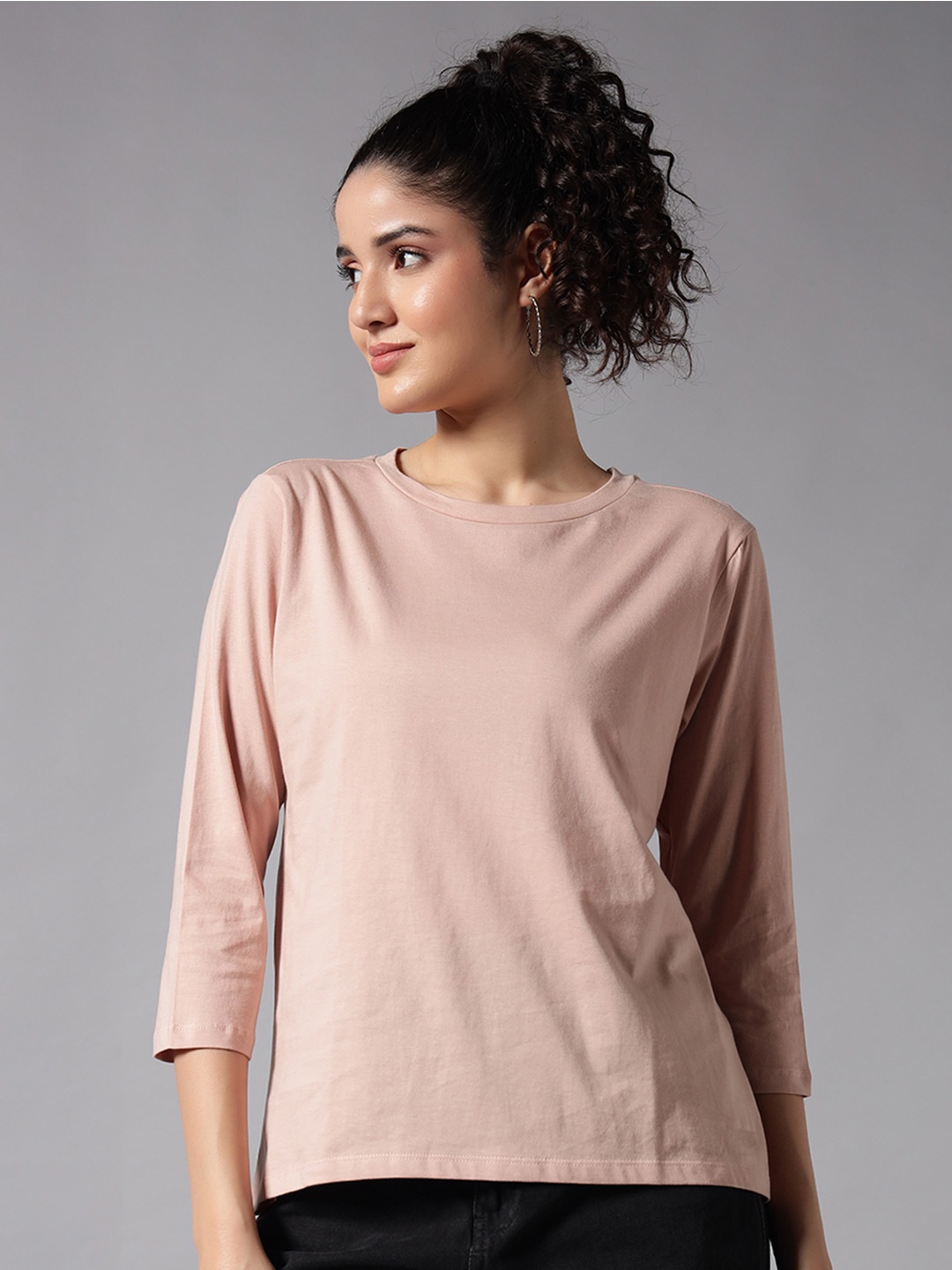 

Chemistry Women Pure Cotton Raw Edge T-shirt, Pink