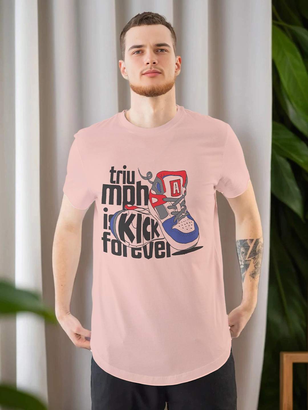 

Moda Rapido Men Typography Printed Applique T-shirt, Peach