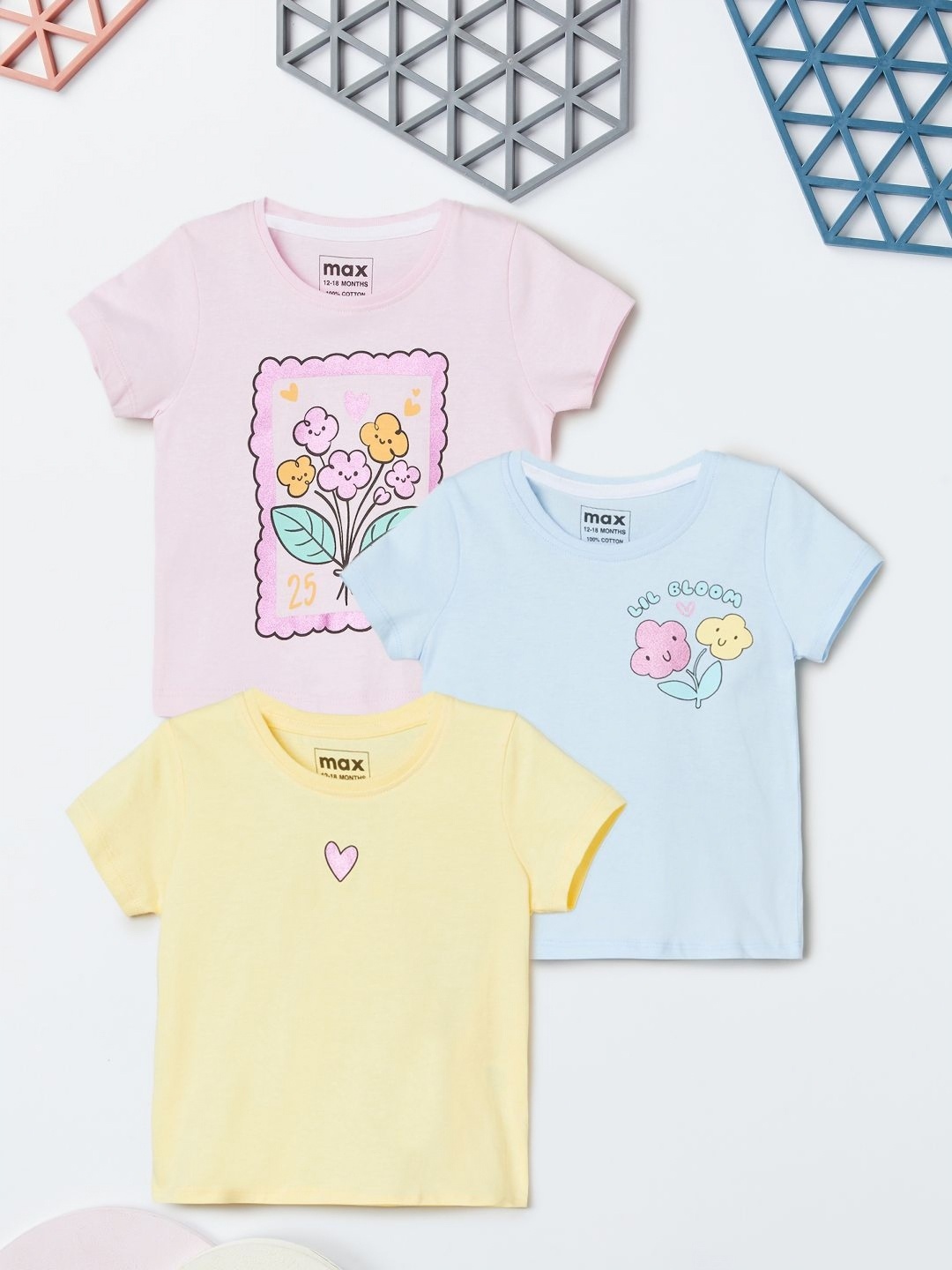 

max Girls 3 Printed Applique T-shirt, Pink