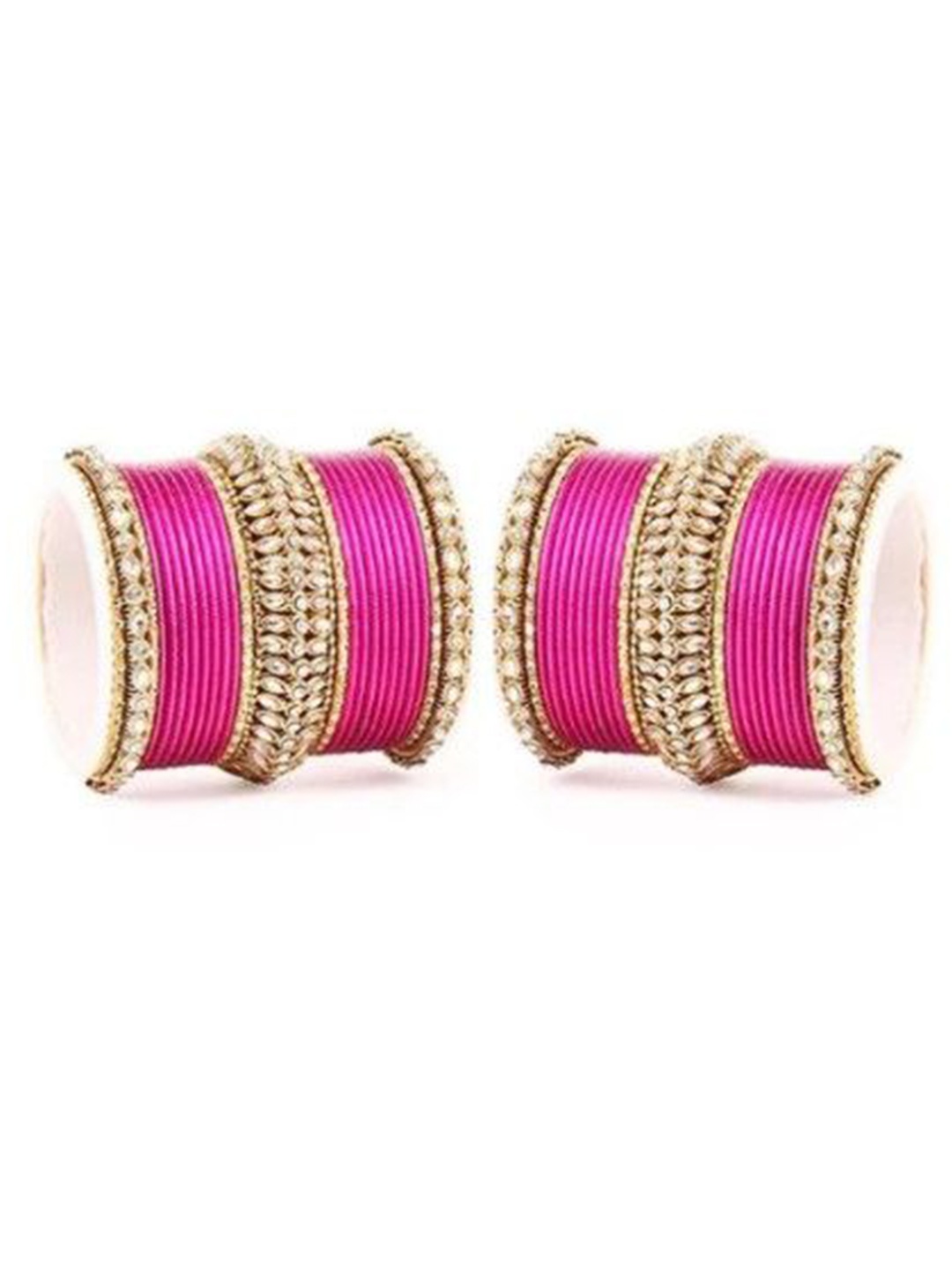 

leshya Set Of 2 Kundan-Studded Traditional Rajawada Bridal Chuda Bangles, Gold