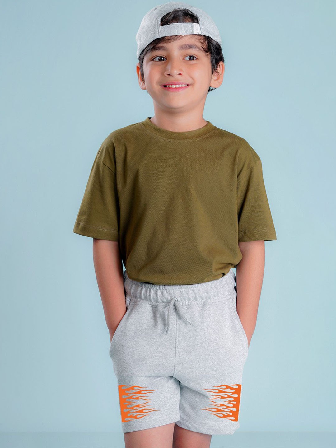 

NUSYL Boys Printed Cotton Shorts, Grey