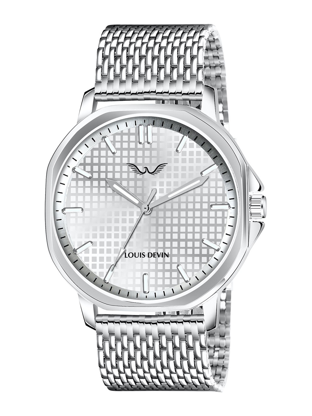 

LOUIS DEVIN Men Brass Embellished Dial & Stainless Steel Analogue Watch LD-G064-SLV-CH, Silver