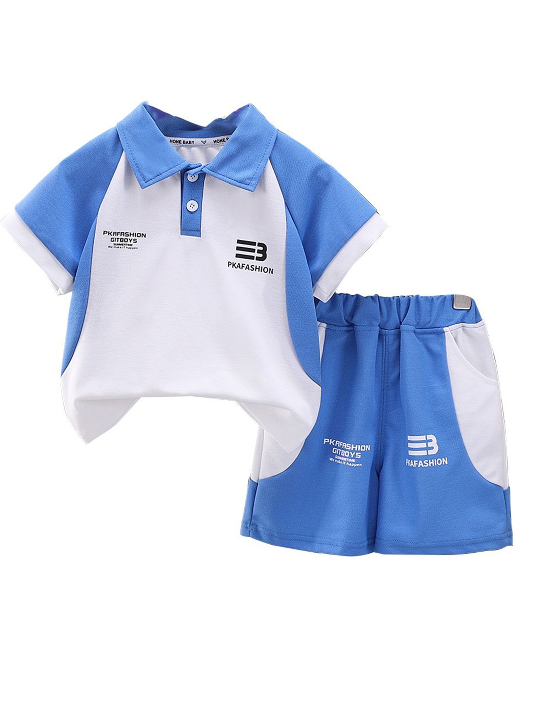 

StyleCast x Revolte Boys Colourblocked Polo Collar T-shirt with Shorts, Blue