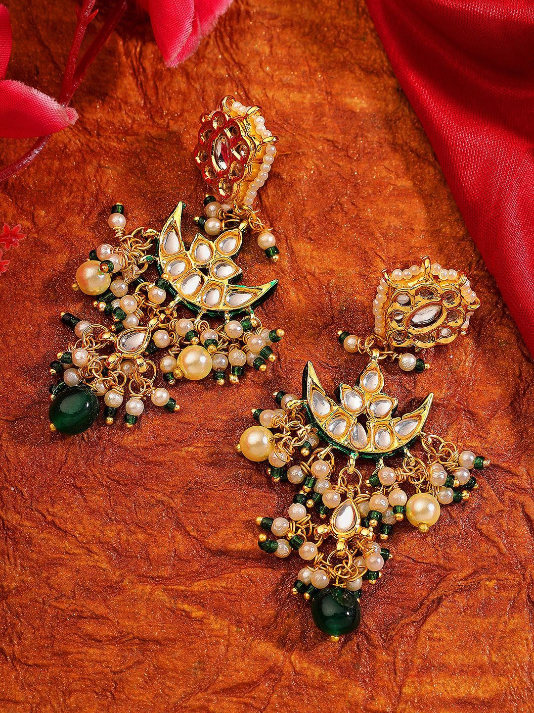 

AARSEE OFFICIAL Anti-Tarnish Ornate Chandbali Earrings, Gold