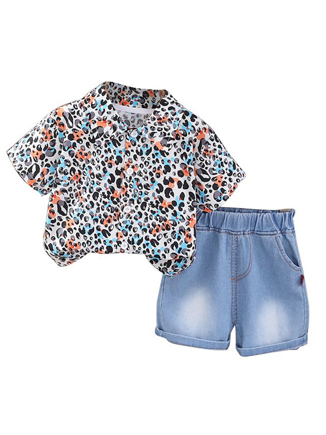 

StyleCast x Revolte Boys Printed Shirt Collar Shirt With Shorts, White