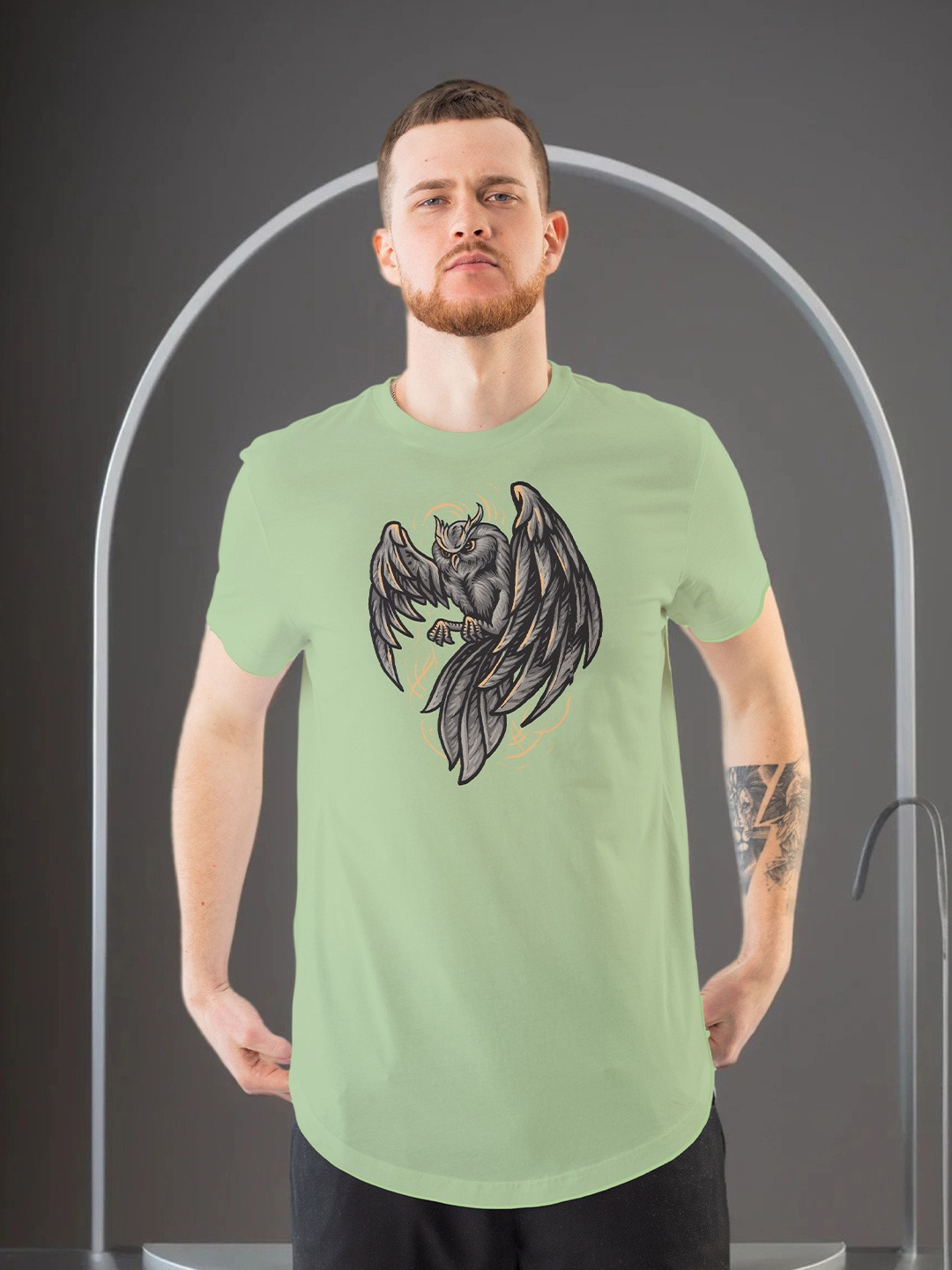 

Moda Rapido Men Graphic Printed Round Neck Regular Fit T-shirt, Sea green