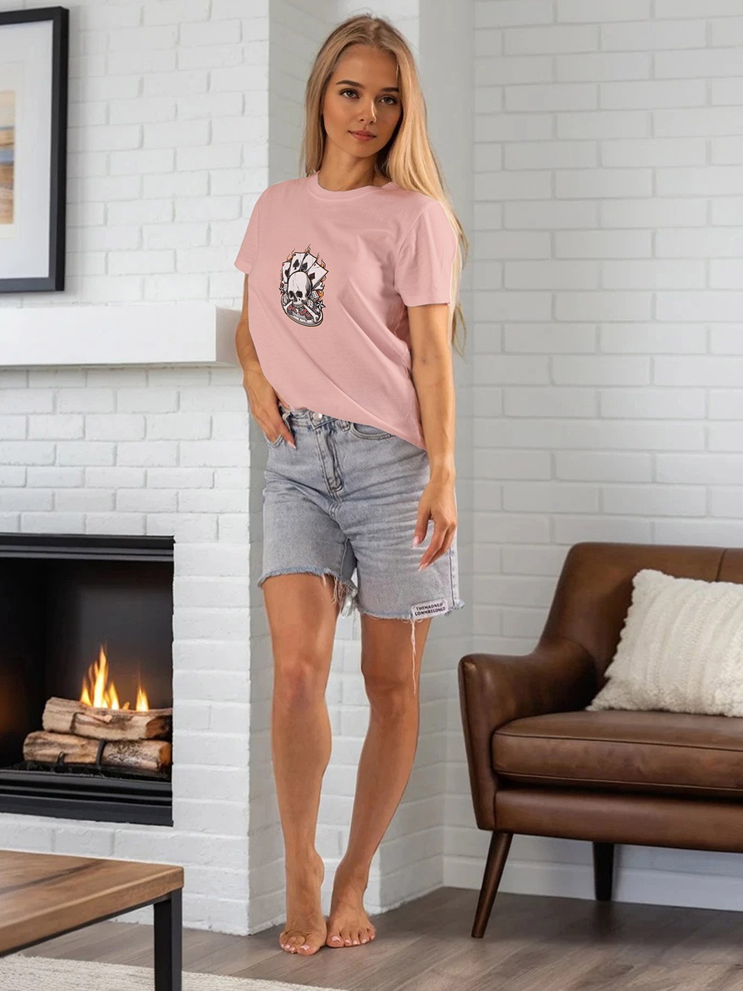 

Moda Rapido Women Graphic Printed Round Neck T-shirt, Mauve