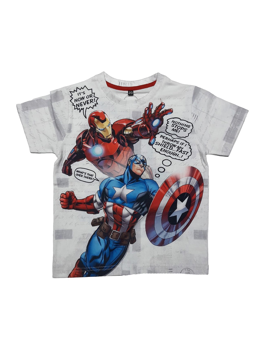 

BAESD Boys Avengers Printed Applique T-shirt, White