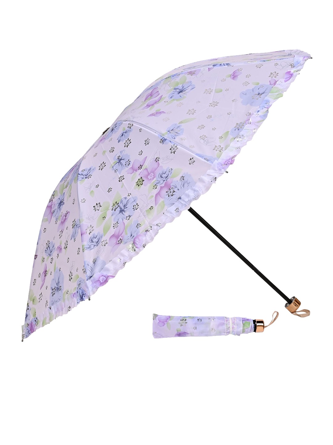 

LOOM LEGACY Manual 3 Fold Floral Umbrellas, Purple