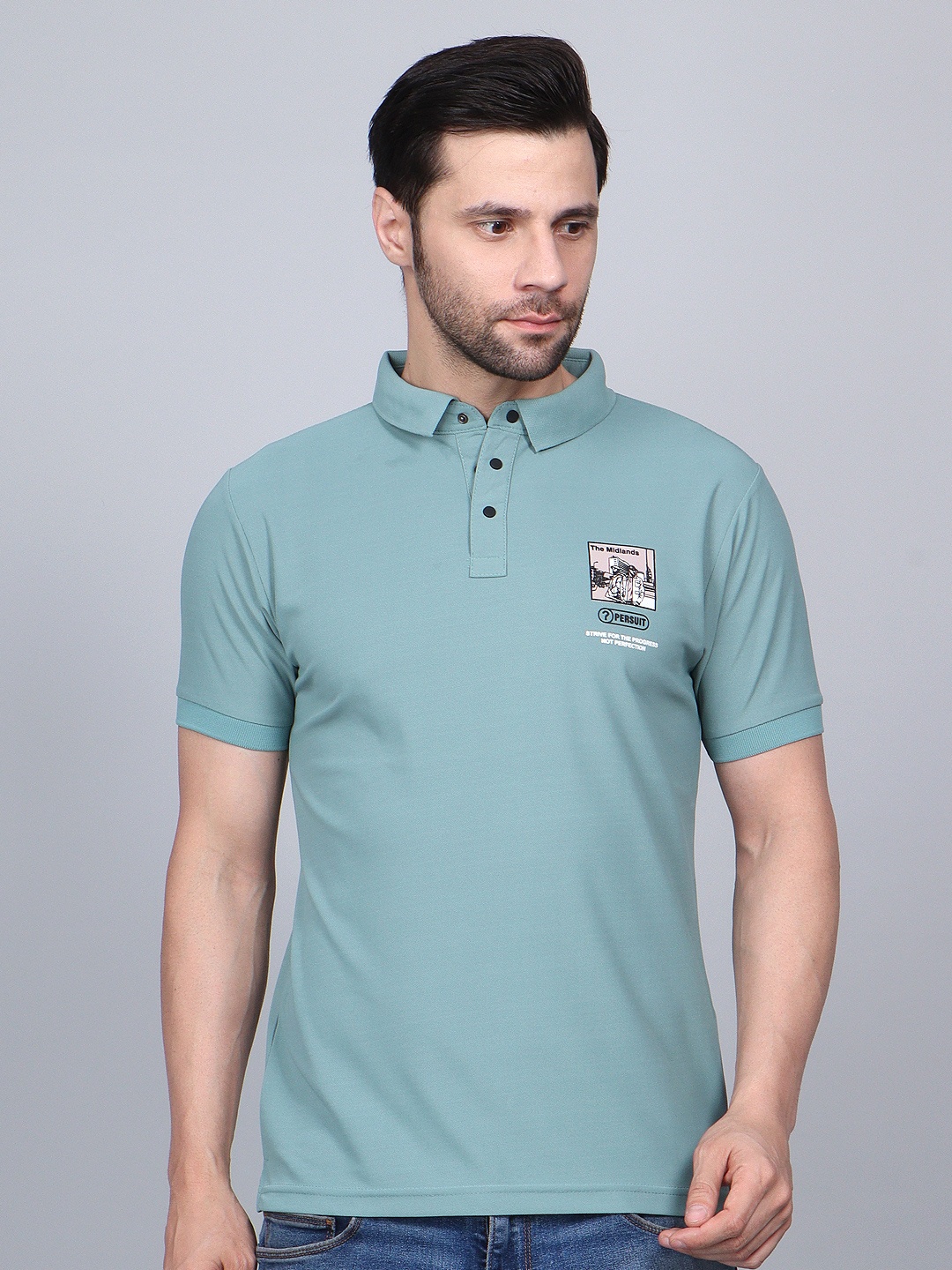 

Fitcore Men Polo Collar Dri-FIT Applique T-shirt, Blue