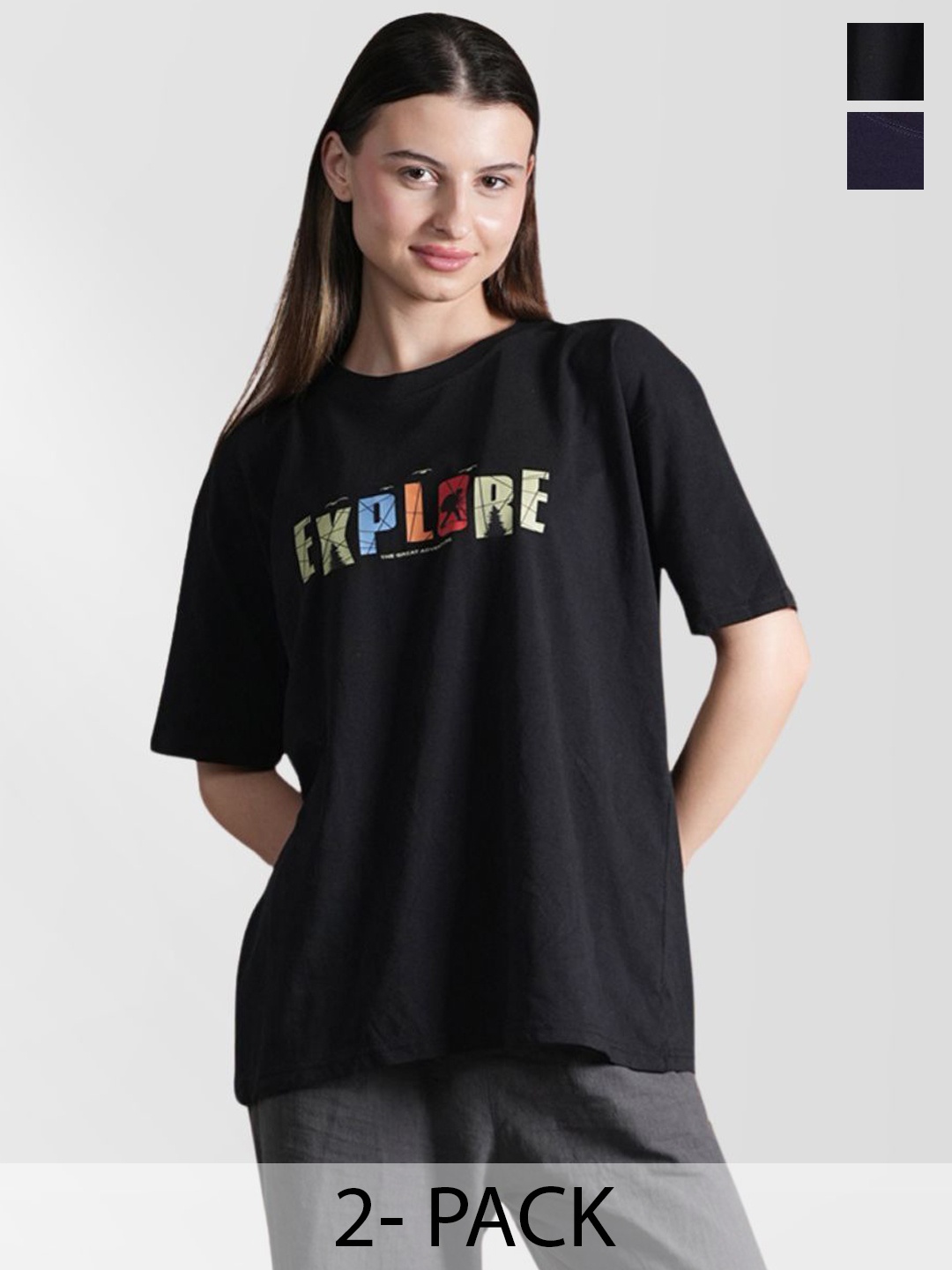 

BAESD Women Typography 2 Printed Applique T-shirt, Multi