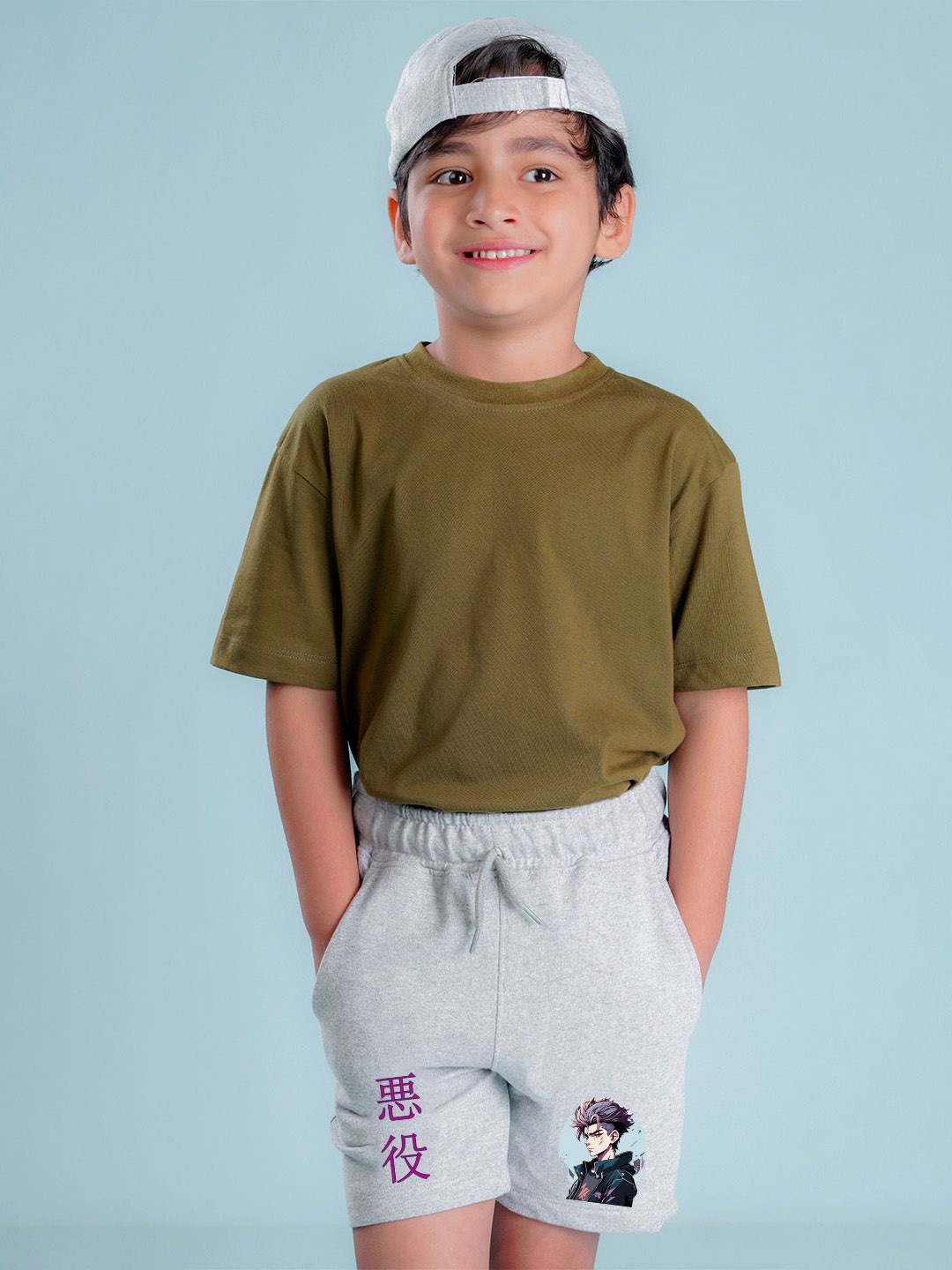 

NUSYL Boys Printed Regular Fit Mid-Rise Cotton Shorts, Grey