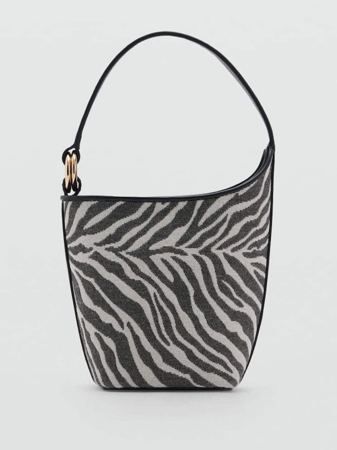 

MANGO Zebra Print Metallic Detailed Bucket Shoulder Bag, White