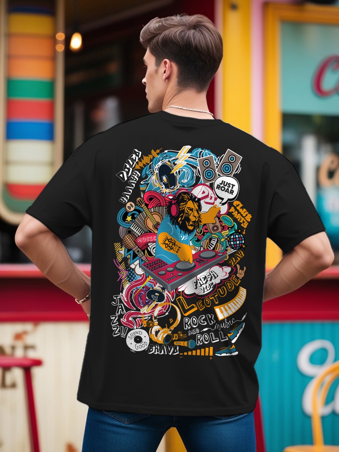 

Leotude Men Printed T-shirt, Black