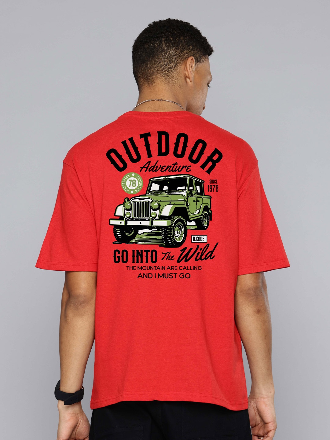 

R.Code by The Roadster Life Co. Men Printed T-shirt, Red