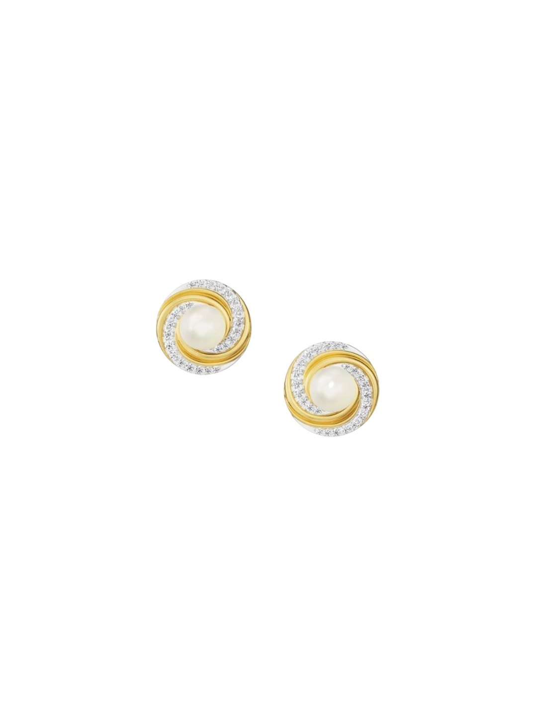 

Emori Pearly Swirly Diamond Earrings, Gold