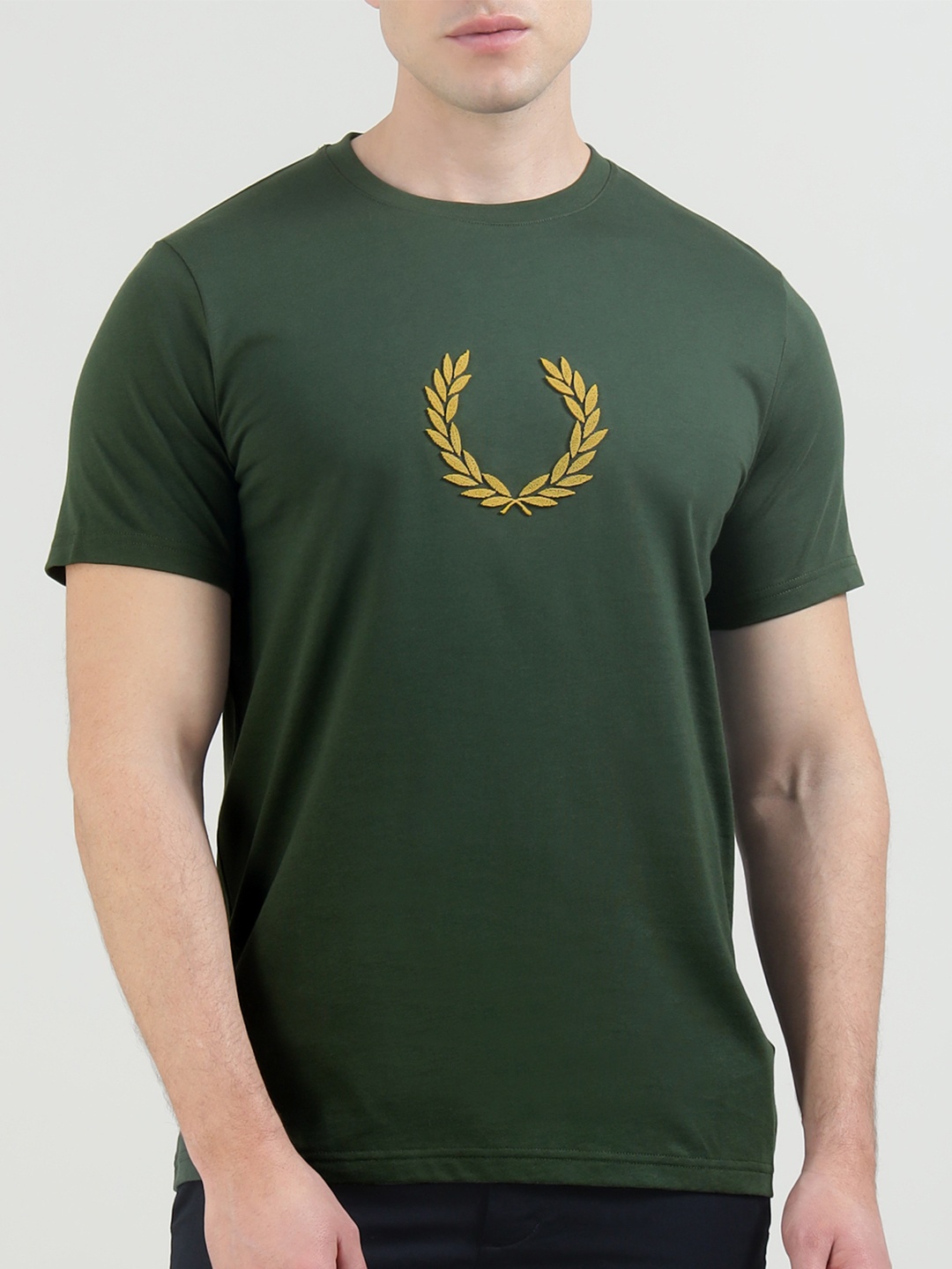 

Fred Perry Men Graphic Printed Round Neck Cotton T-shirt, Green