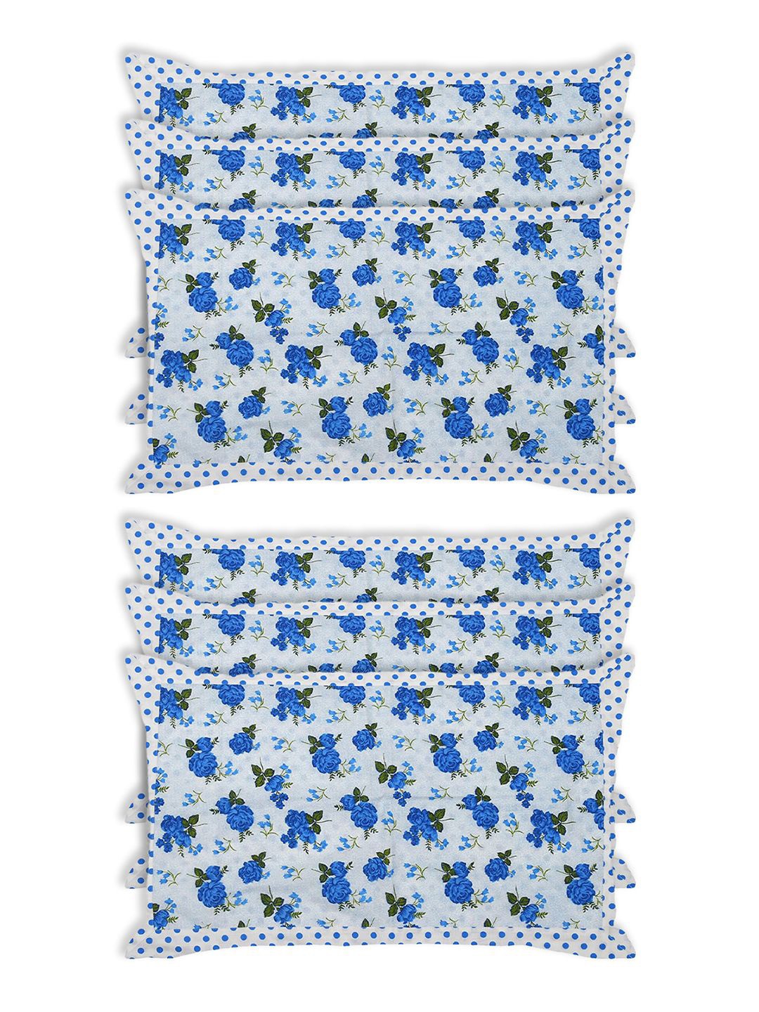 

Kuber Industries Blue & White 6 Pieces Printed Pure Cotton Rectangle Pillow Covers