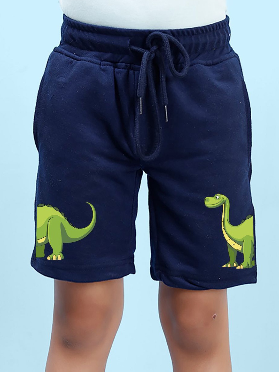 

NUSYL Boys Dinosaur Printed Mid-Rise Knee Length Regular Fit Cotton Shorts, Blue