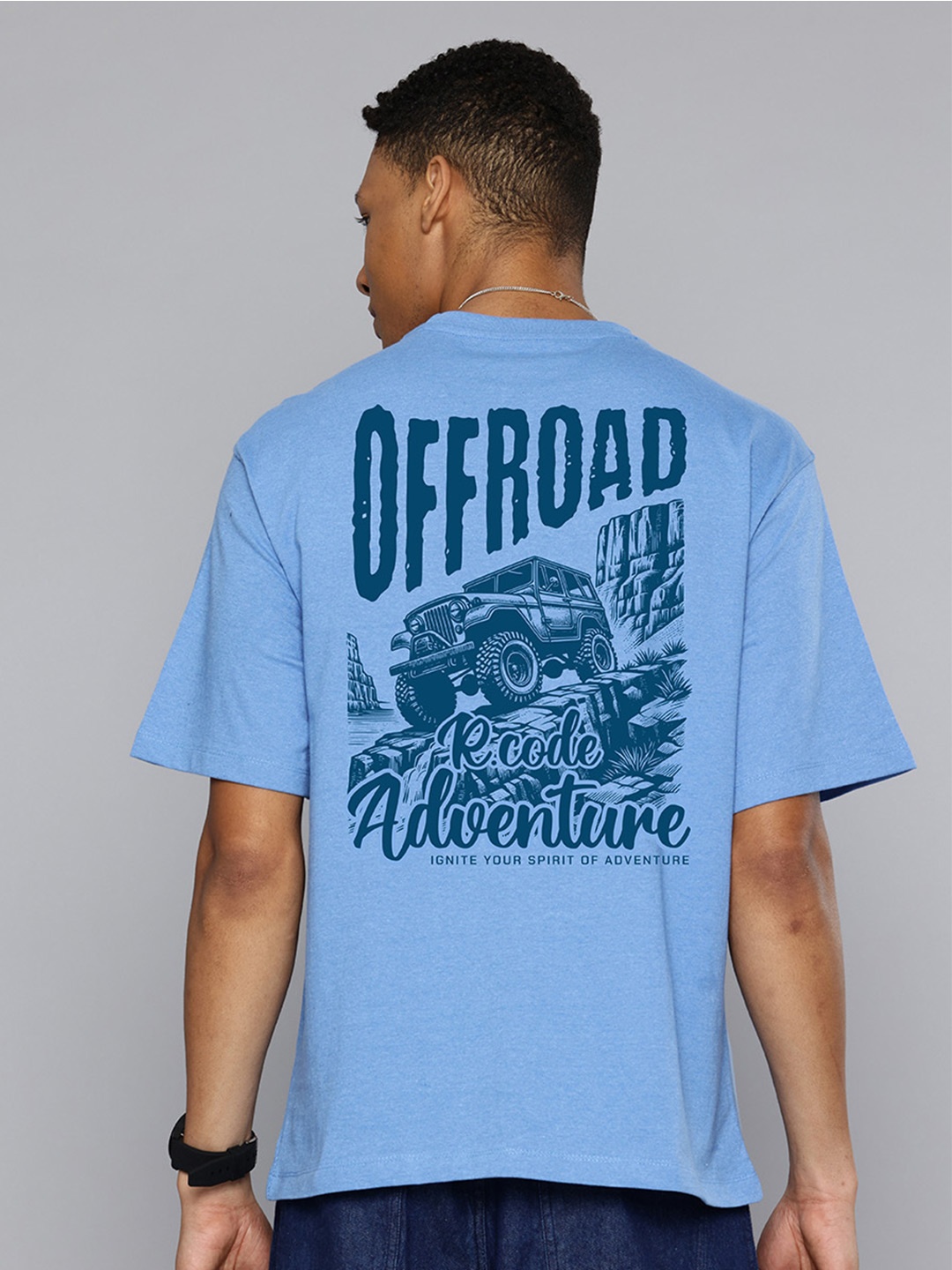 

R.Code by The Roadster Life Co. Men Printed T-shirt, Blue