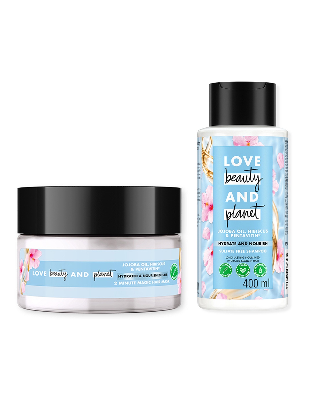 

Love Beauty & Planet Set of Hydrate Nourish Shampoo - 400ml & Hair Mask - 200ml, Blue