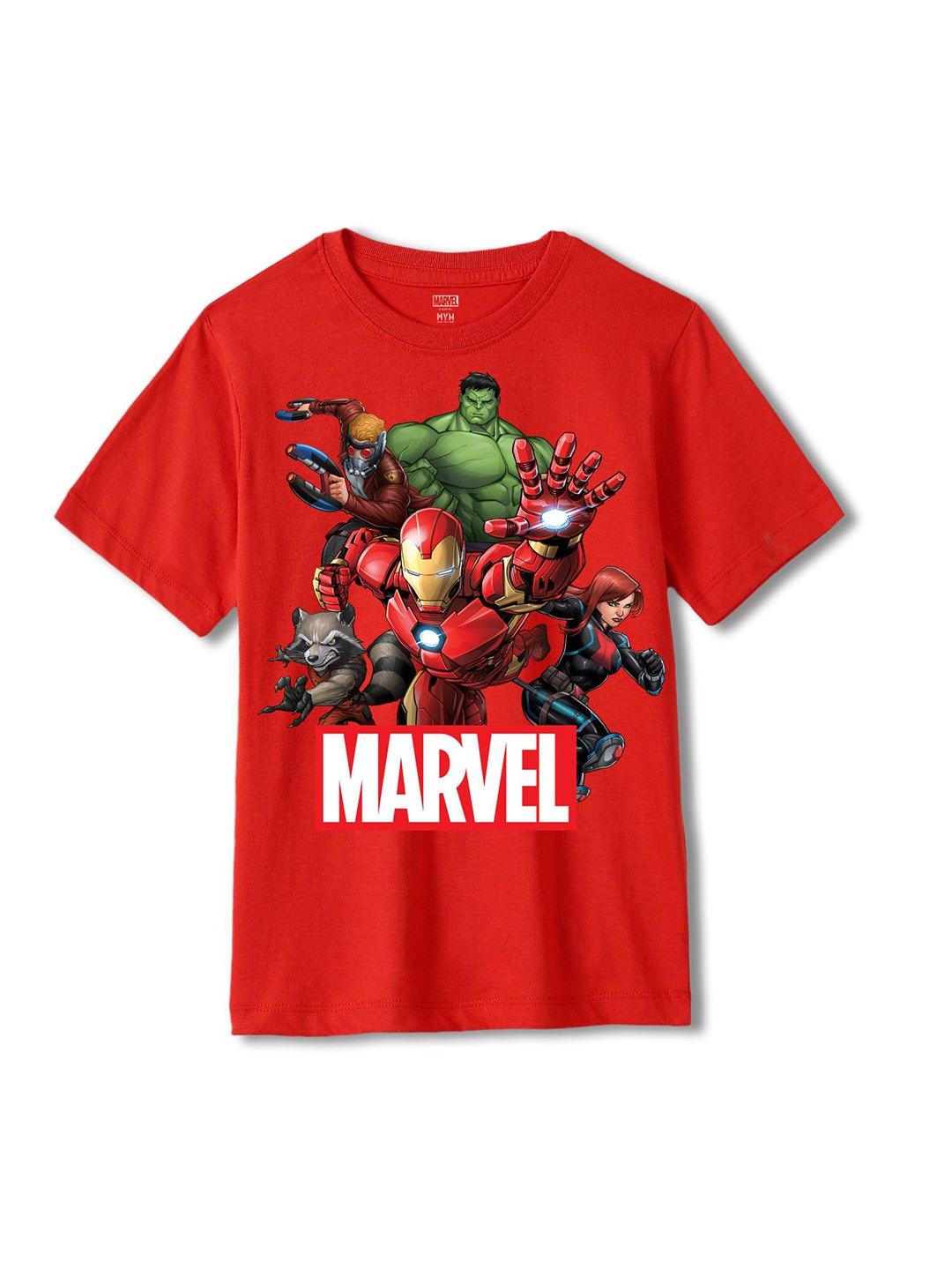 

Wear Your Mind Boys Avengers Printed Pure Cotton Applique T-shirt, Red