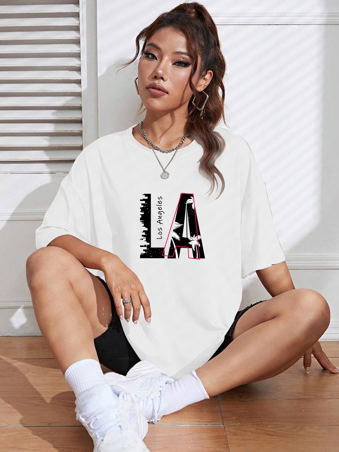 

TOGS & TERRE Women Typography Printed Organic Cotton T-shirt, White