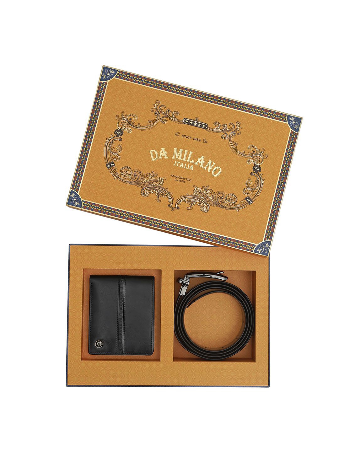 

Da Milano Men Accessory Gift Set of Wallet and Belt, Black