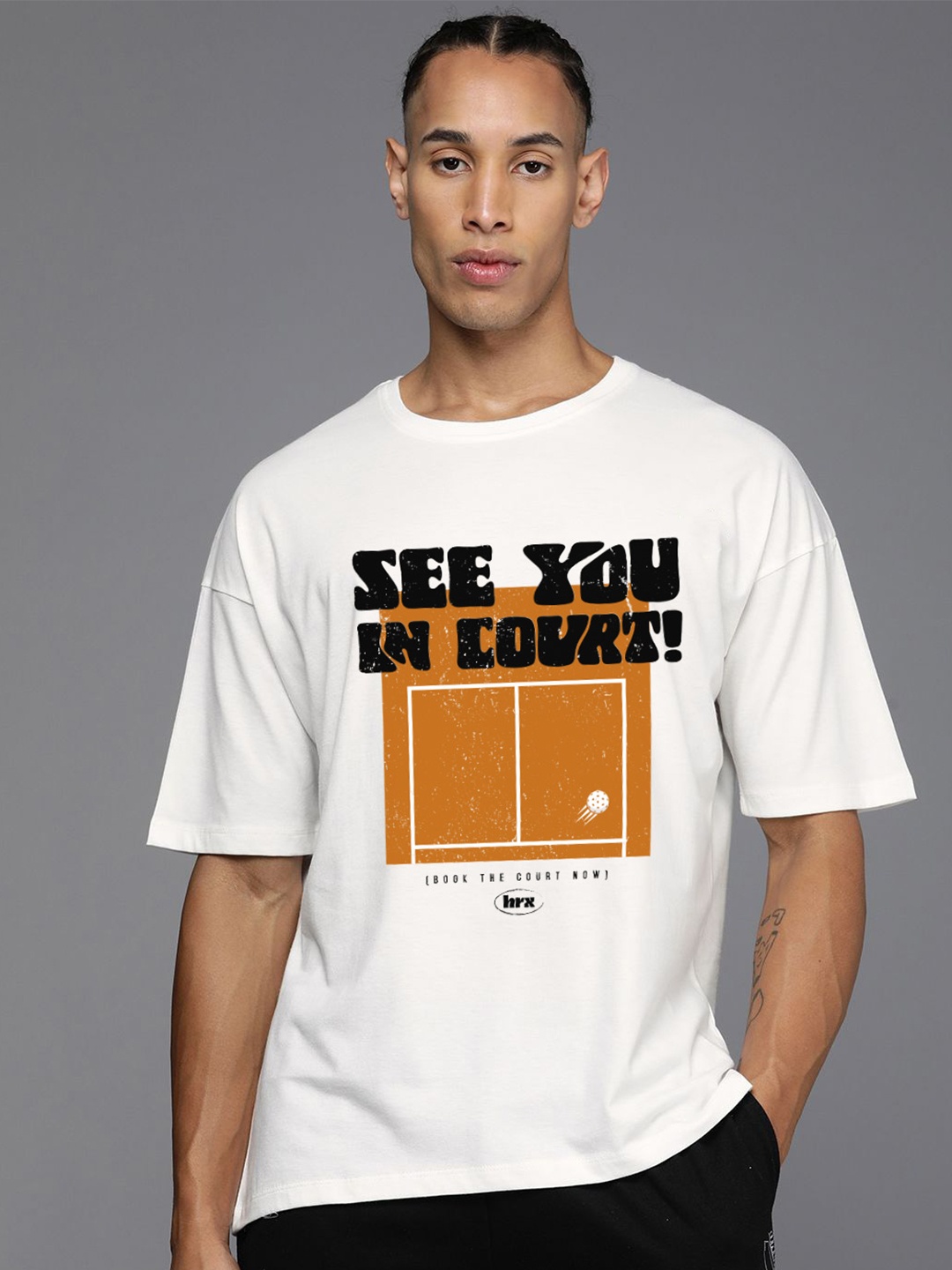 

HRX by Hrithik Roshan Men Printed Pure Cotton T-shirt, White