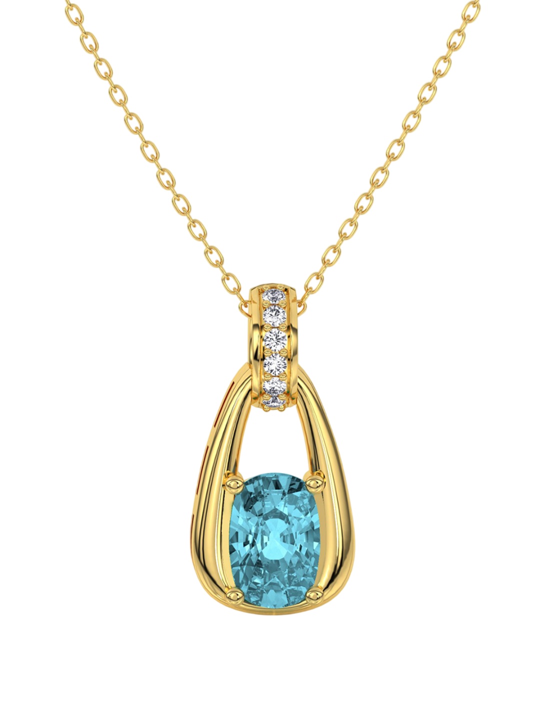 

Ruuh Studios Sterling Silver Gold-Plated Cubic Zirconia Studded Pendant With Chain