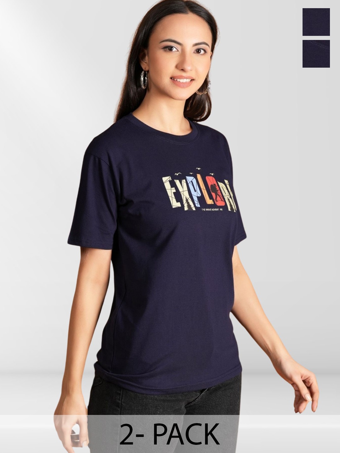 

BAESD Women Typography 2 Printed Applique T-shirt, Multi