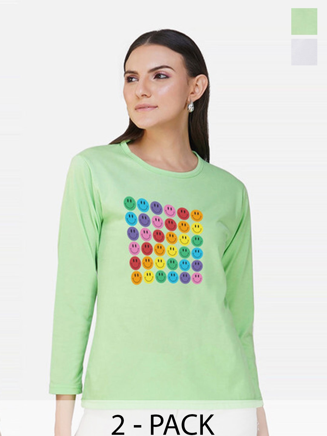 

Metronaut Women 2 Printed Bio Finish Applique T-shirt, White