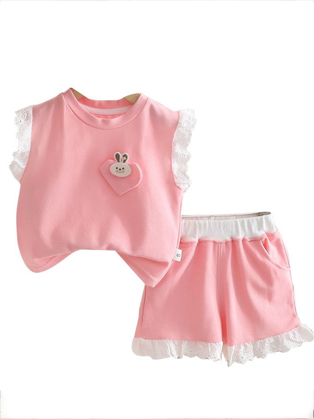 

StyleCast x Revolte Girls Printed Round Neck T-shirt With Shorts, Pink