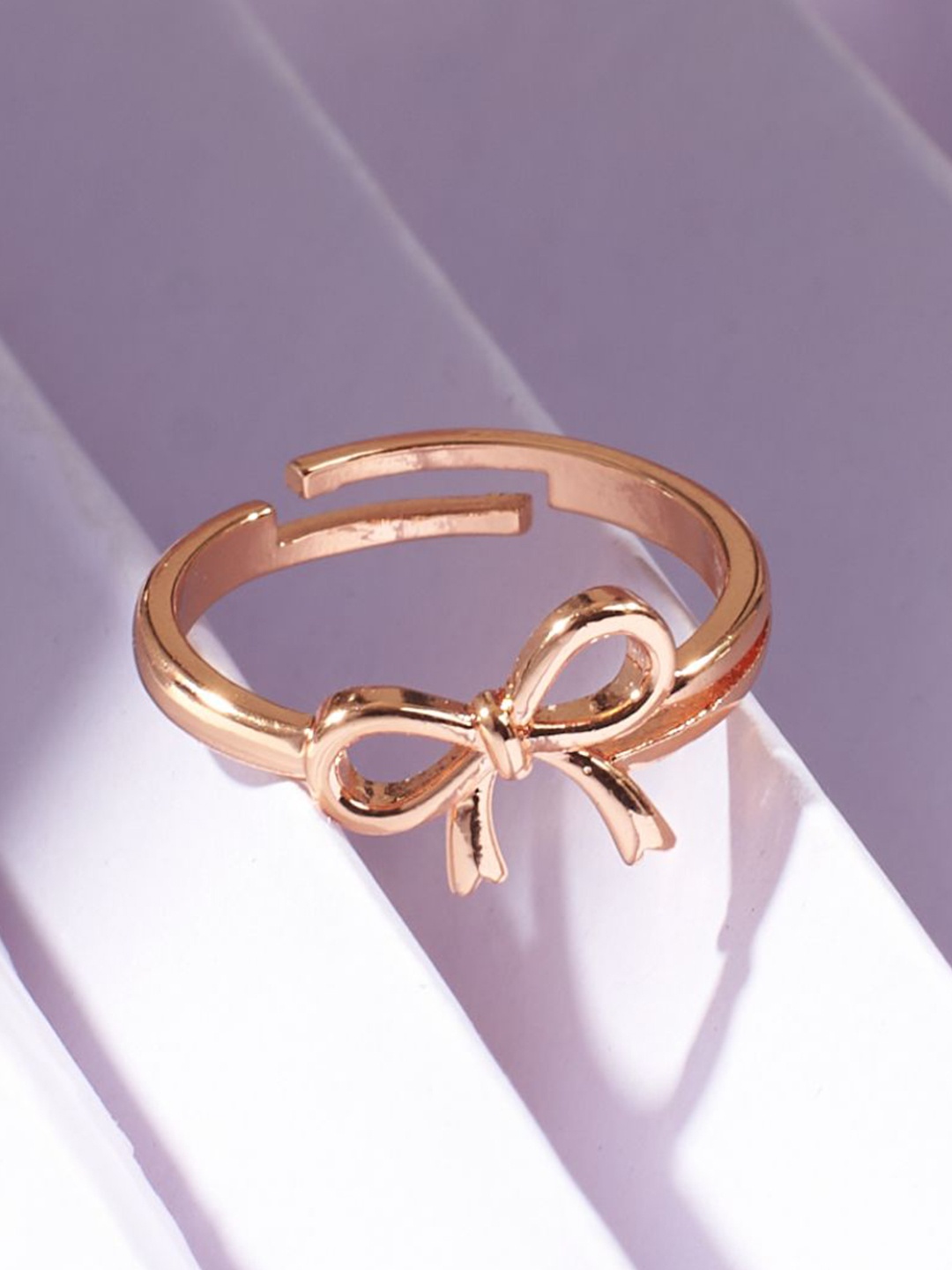 

SALTY Pookie Bow Adjustable Finger Ring, Rose gold