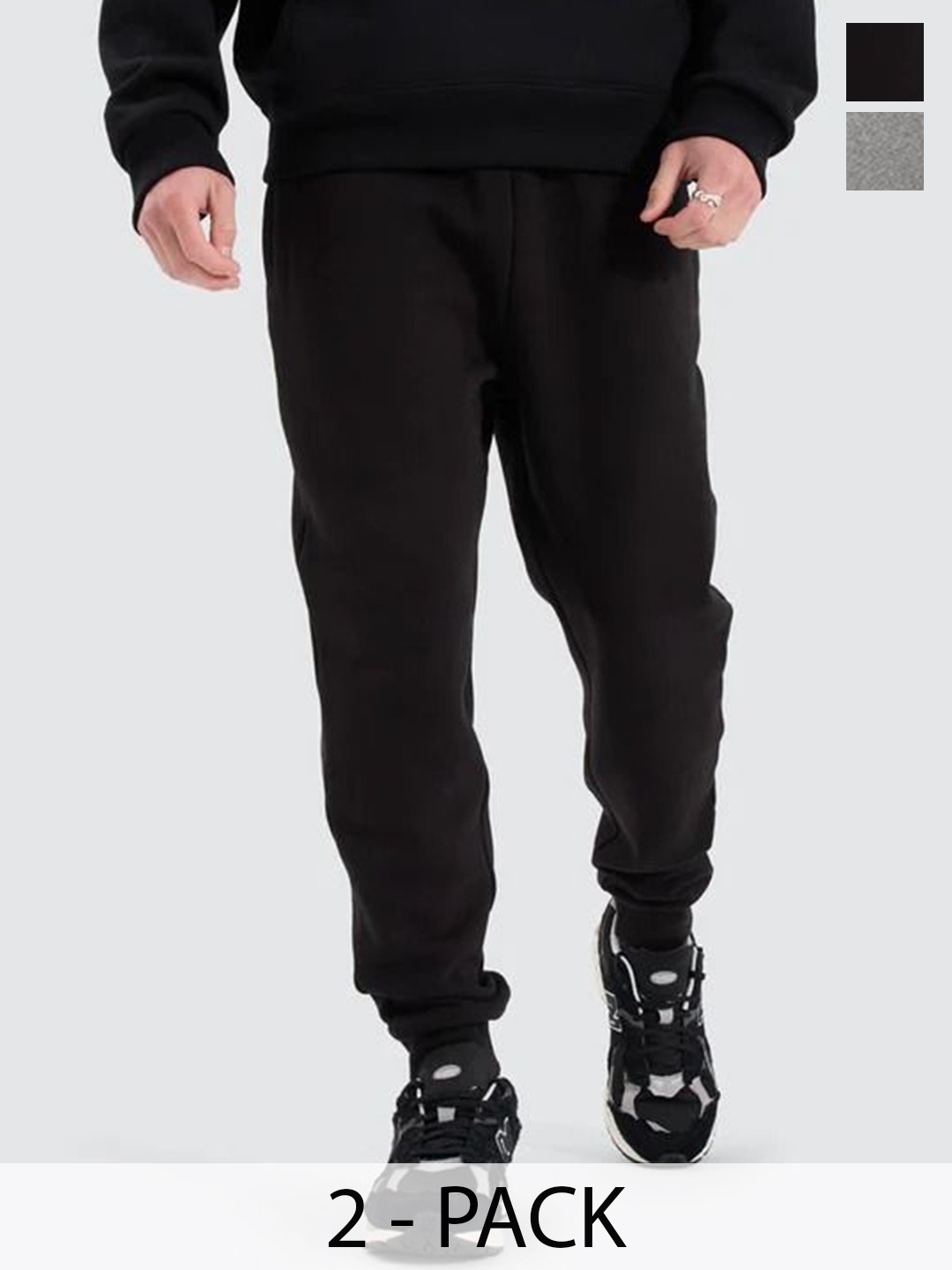 

Moda Rapido Men Pack Of 2 Cotton Mid Rise Joggers, Black